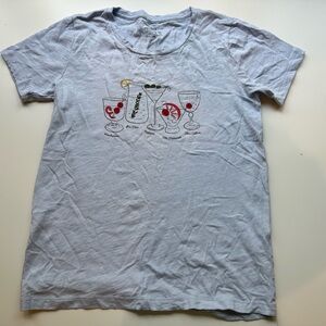 JCrew collector tee. Pale blue. Size XS. Cocktails on front. Never worn.